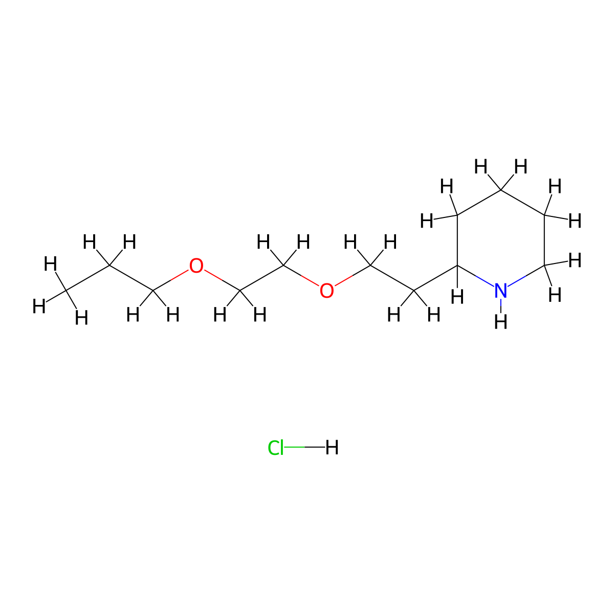 2-[2-(2-Propoxyethoxy)ethyl]piperidine hydrochloride molecular structure, CAS 1220028-41-0