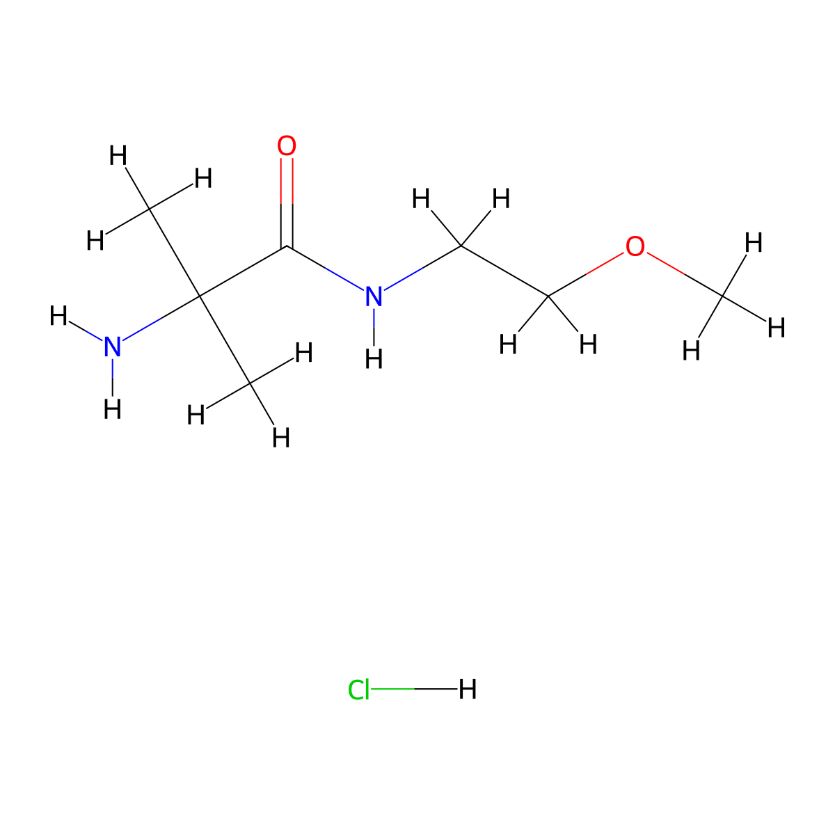 2-Amino-N-(2-methoxyethyl)-2-methylpropanamide hydrochloride molecular structure, CAS 1220028-51-2