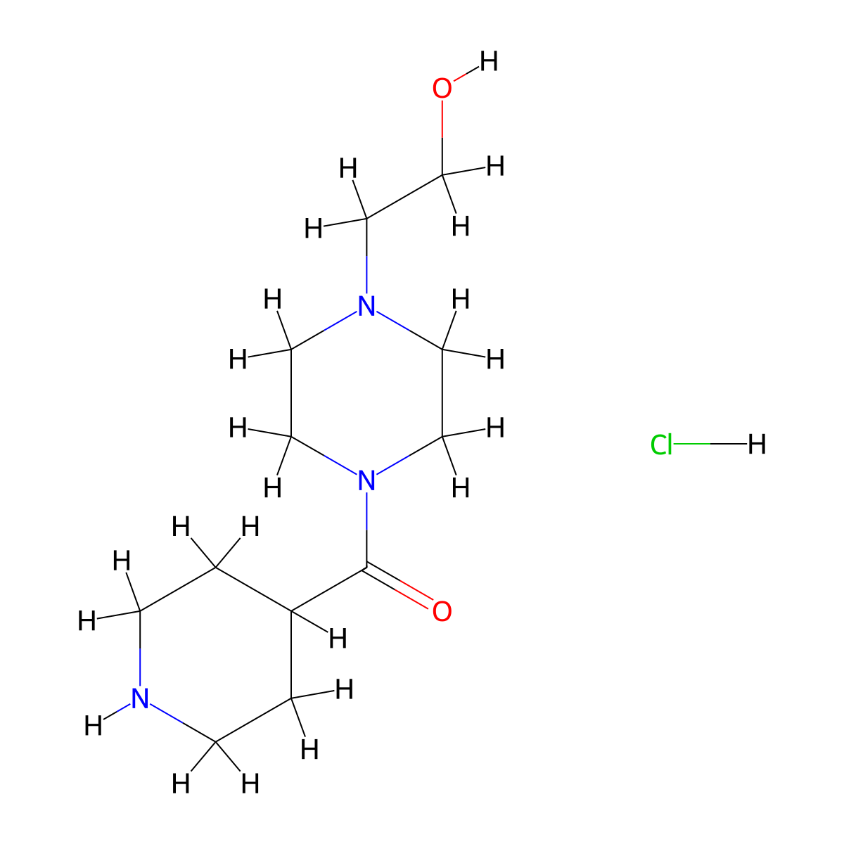 [4-(2-Hydroxyethyl)-1-piperazinyl](4-piperidinyl)-methanone hydrochloride molecular structure, CAS 1220028-53-4