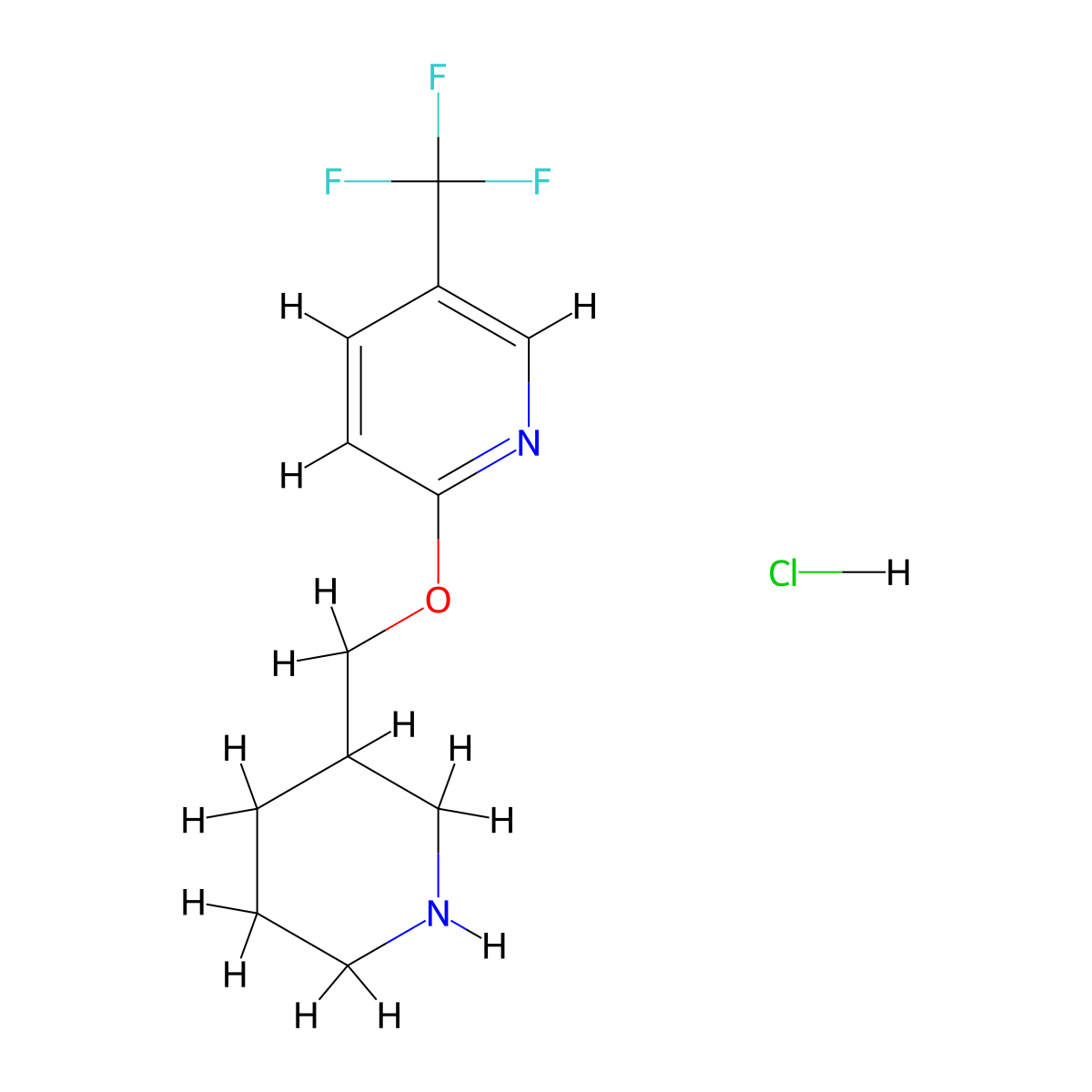 2-(3-Piperidinylmethoxy)-5-(trifluoromethyl)-pyridine hydrochloride molecular structure, CAS 1220028-64-7