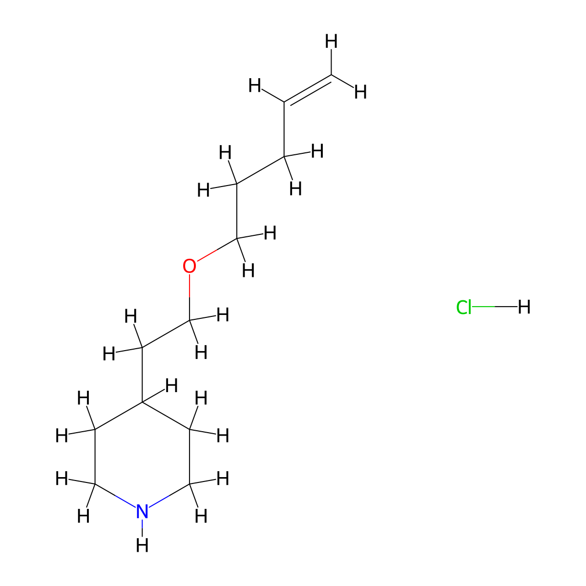 4-[2-(4-Pentenyloxy)ethyl]piperidine hydrochloride molecular structure, CAS 1220028-68-1