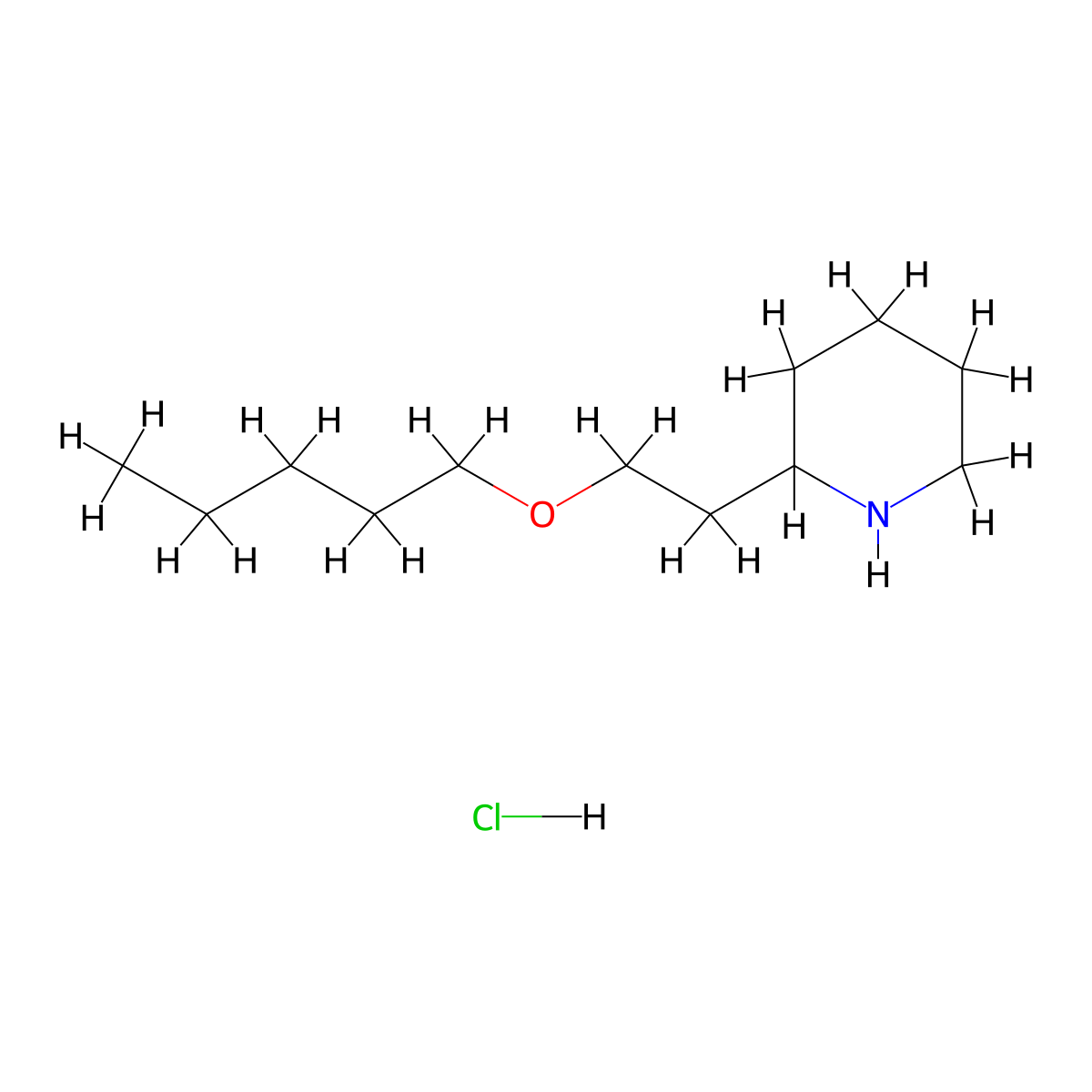 2-[2-(Pentyloxy)ethyl]piperidine hydrochloride molecular structure, CAS 1220028-75-0