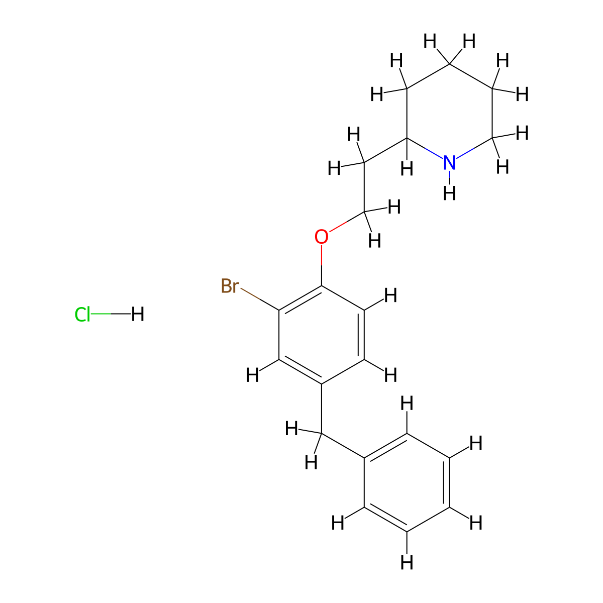 2-[2-(4-Benzyl-2-bromophenoxy)ethyl]piperidine hydrochloride molecular structure, CAS 1220028-83-0