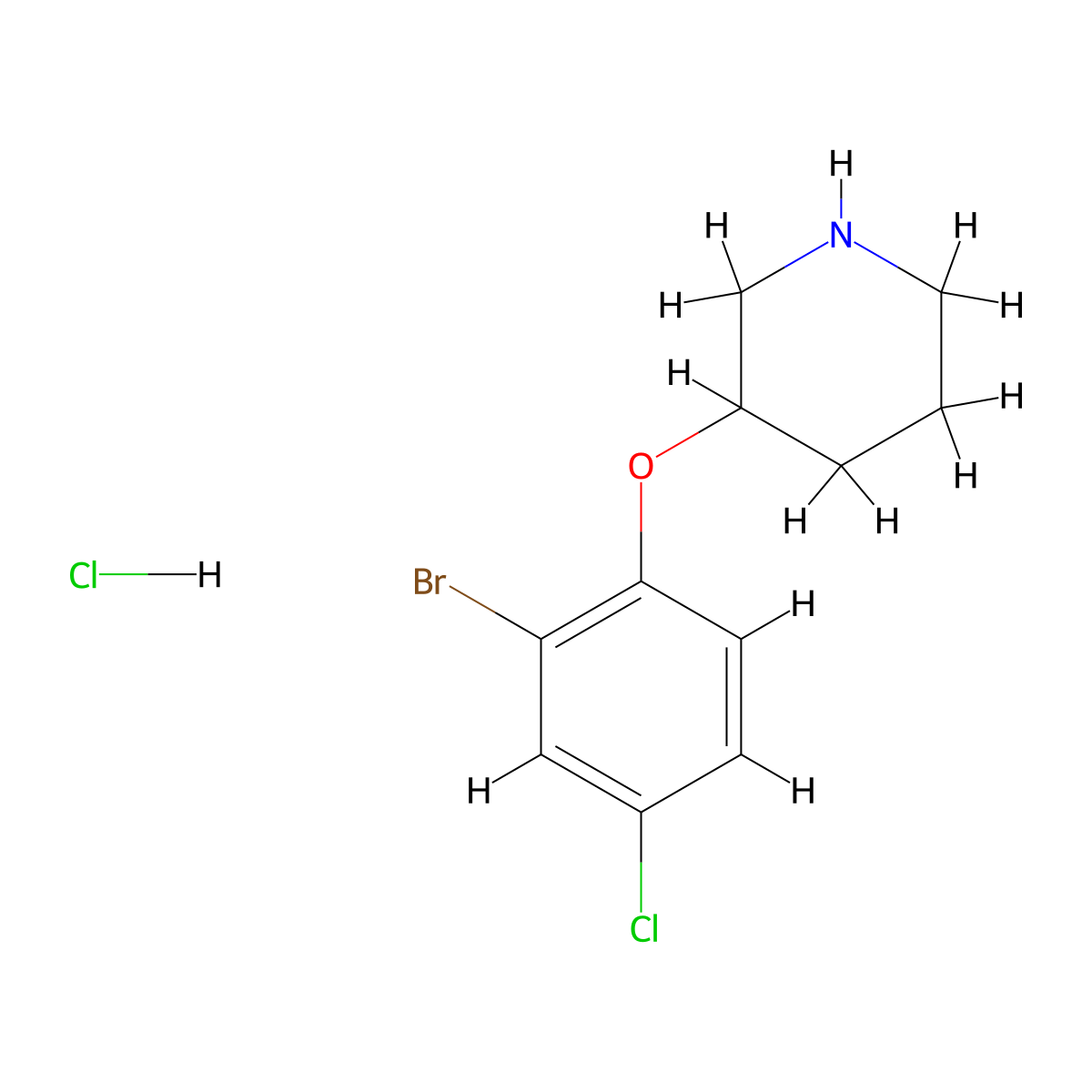 3-(2-Bromo-4-chlorophenoxy)piperidine hydrochloride molecular structure, CAS 1220028-89-6