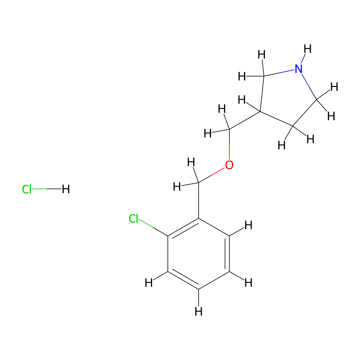 3-{[(2-Chlorobenzyl)oxy]methyl}pyrrolidine hydrochloride molecular structure, CAS 1220028-91-0