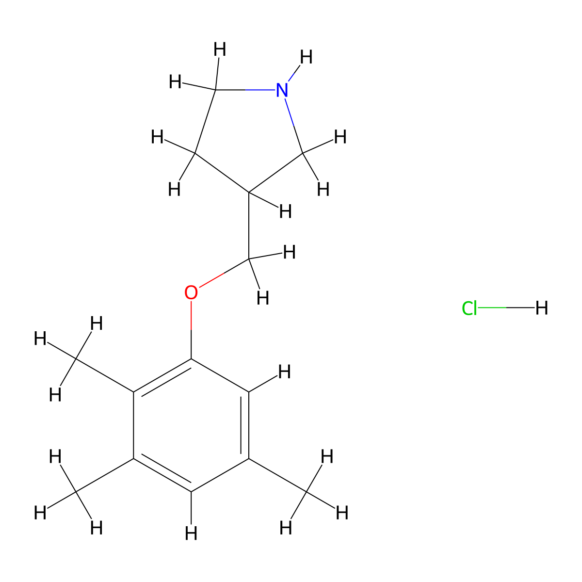 3-[(2,3,5-Trimethylphenoxy)methyl]pyrrolidine hydrochloride molecular structure, CAS 1220028-95-4