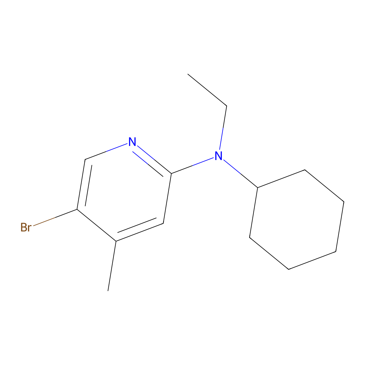 5-bromo-N-cyclohexyl-N-ethyl-4-methylpyridin-2-amine molecular structure, CAS 1220029-04-8