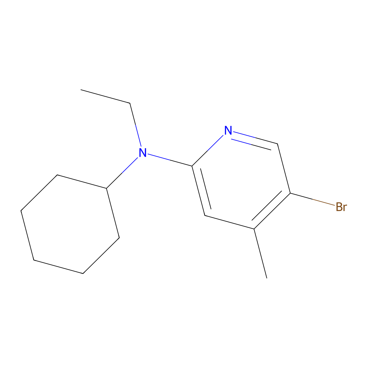 5-bromo-N-cyclohexyl-N-ethyl-4-methylpyridin-2-amine molecular structure, CAS 1220029-04-8