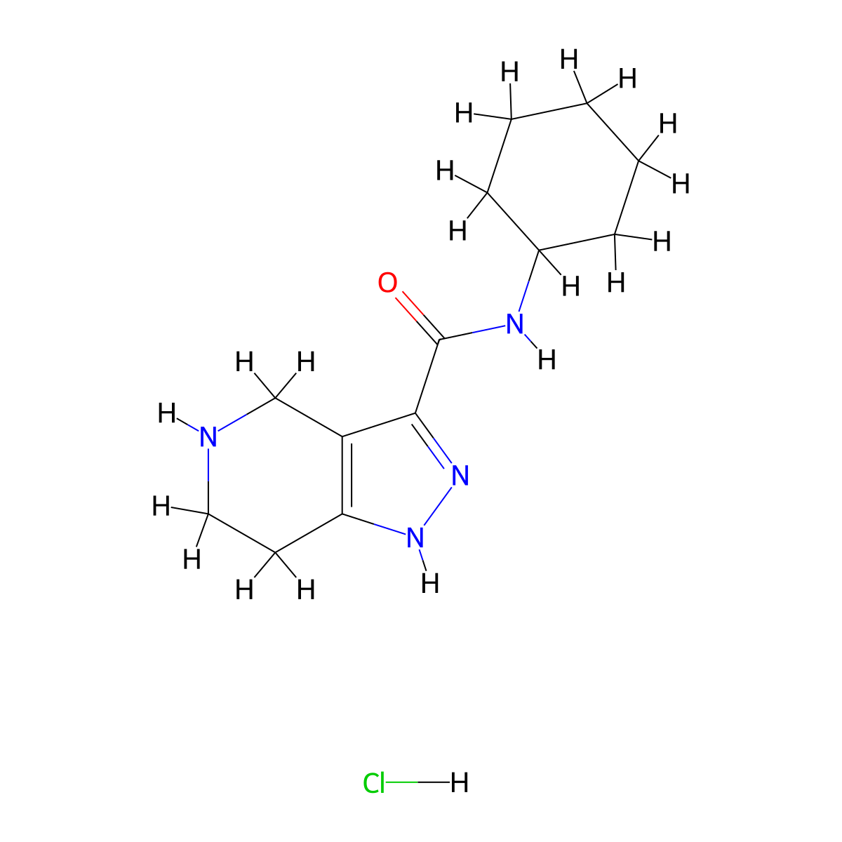 N-Cyclohexyl-4,5,6,7-tetrahydro-1H-pyrazolo[4,3-c]pyridine-3-carboxamide hydrochloride molecular structure, CAS 1220029-06-0