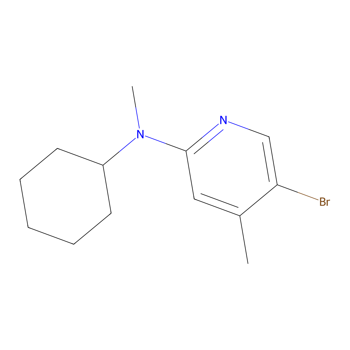 5-bromo-N-cyclohexyl-N,4-dimethylpyridin-2-amine molecular structure, CAS 1220029-11-7