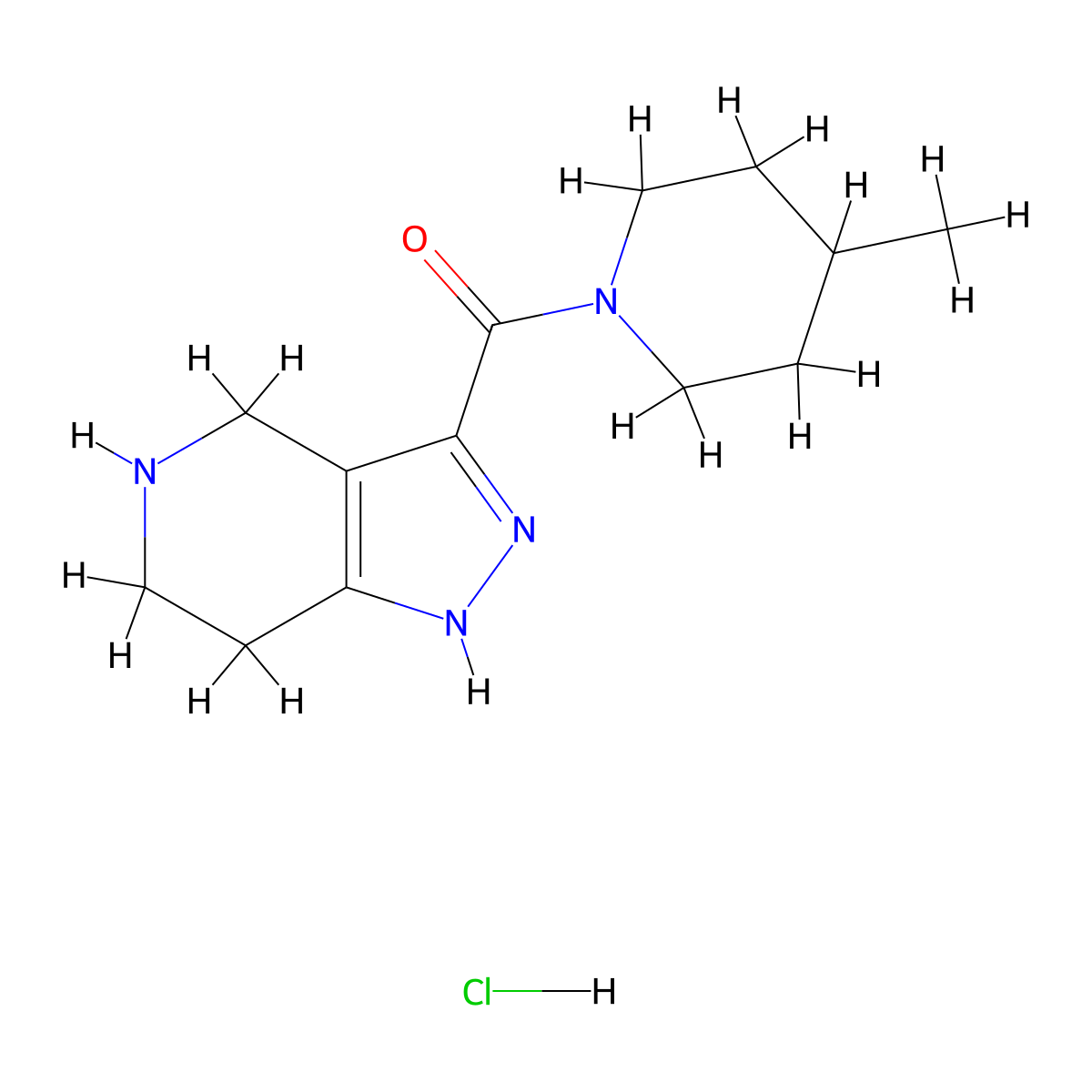 (4-Methylpiperidin-1-yl)(4,5,6,7-tetrahydro-1H-pyrazolo[4,3-c]pyridin-3-yl)methanone hydrochloride molecular structure, CAS 1220029-24-2