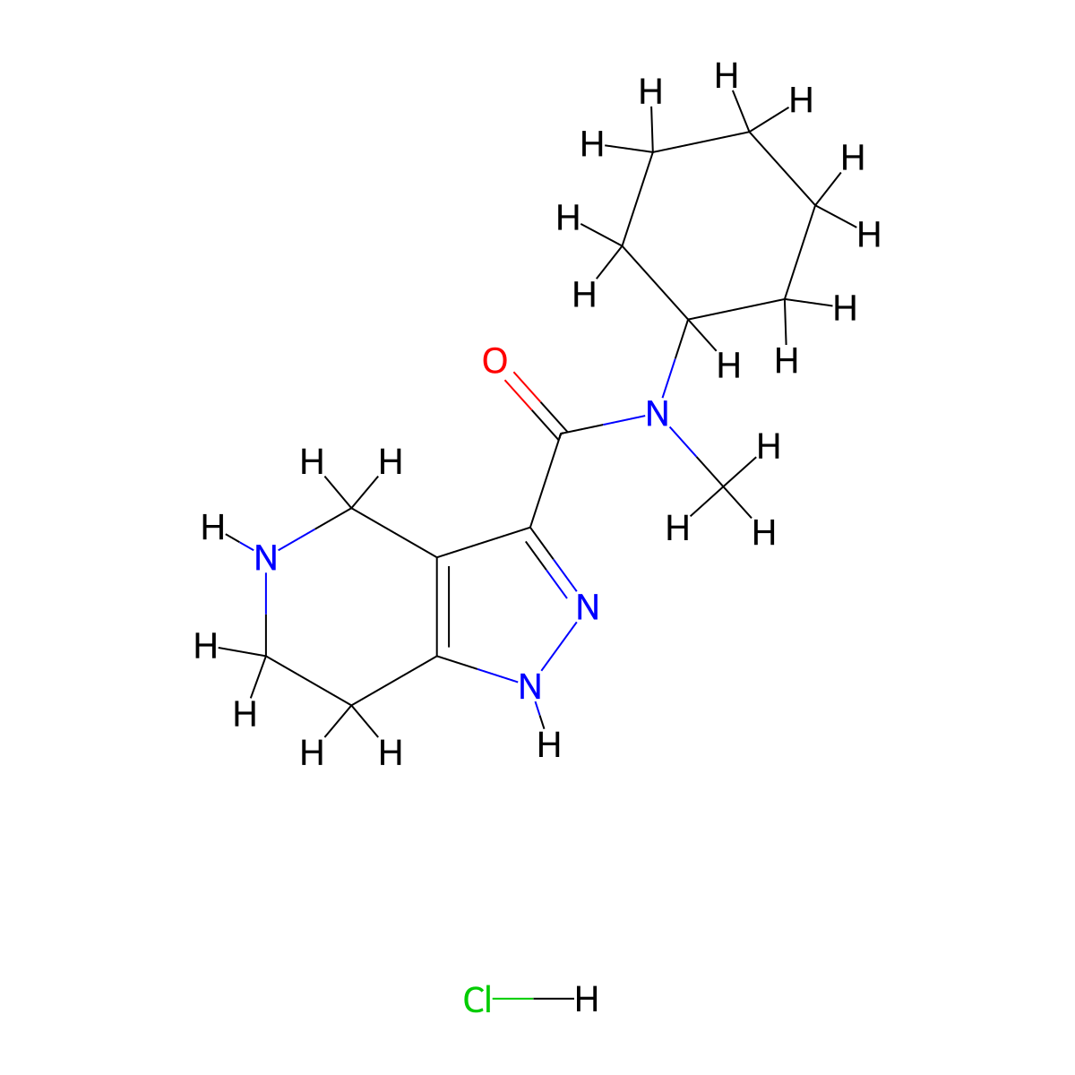 N-Cyclohexyl-N-methyl-4,5,6,7-tetrahydro-1H-pyrazolo[4,3-c]pyridine-3-carboxamide hydrochloride molecular structure, CAS 1220029-30-0
