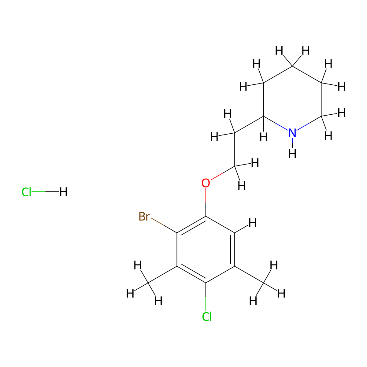 2-[2-(2-Bromo-4-chloro-3,5-dimethylphenoxy)ethyl]-piperidine hydrochloride molecular structure, CAS 1220029-31-1
