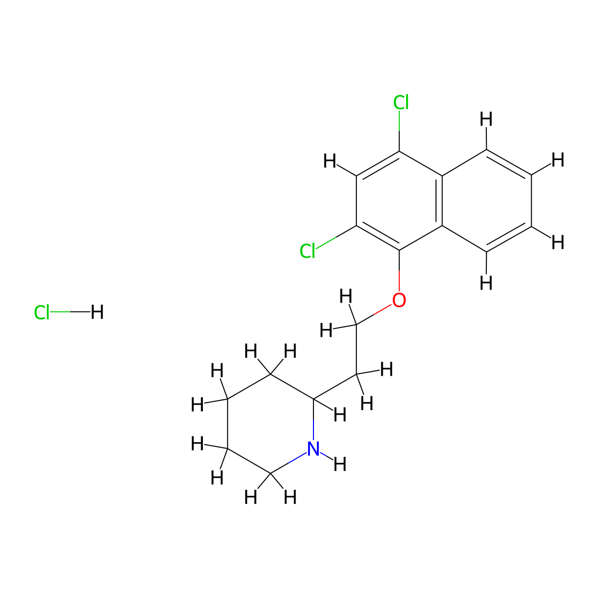 2-{2-[(2,4-Dichloro-1-naphthyl)oxy]-ethyl}piperidine hydrochloride molecular structure, CAS 1220029-37-7