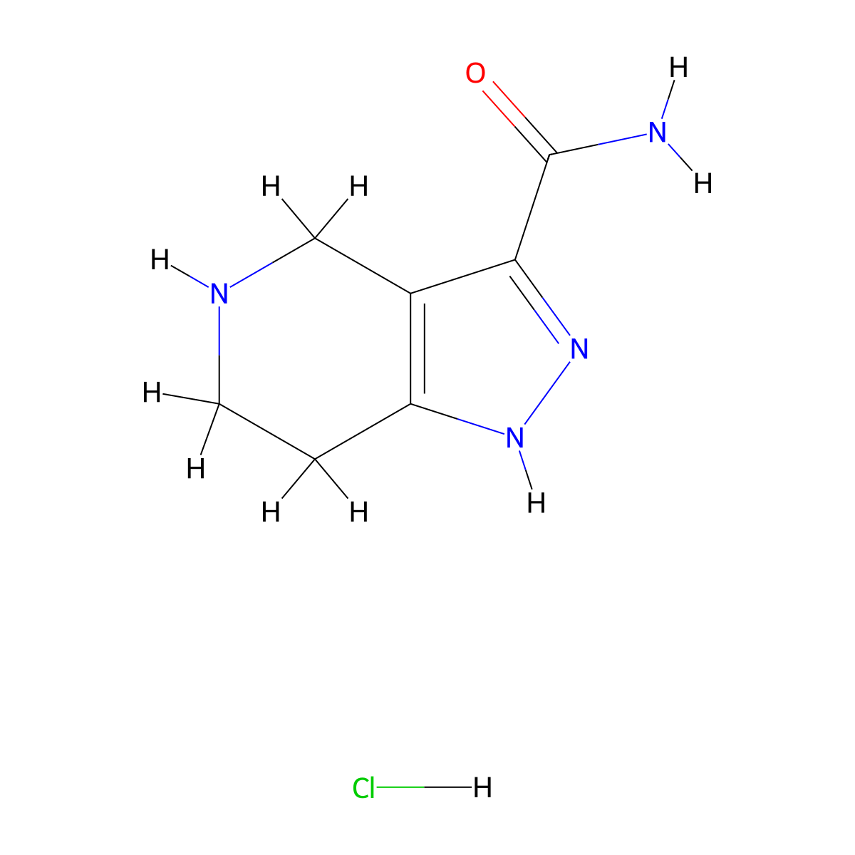 4,5,6,7-Tetrahydro-1H-pyrazolo[4,3-c]pyridine-3-carboxamide hydrochloride molecular structure, CAS 1220029-50-4
