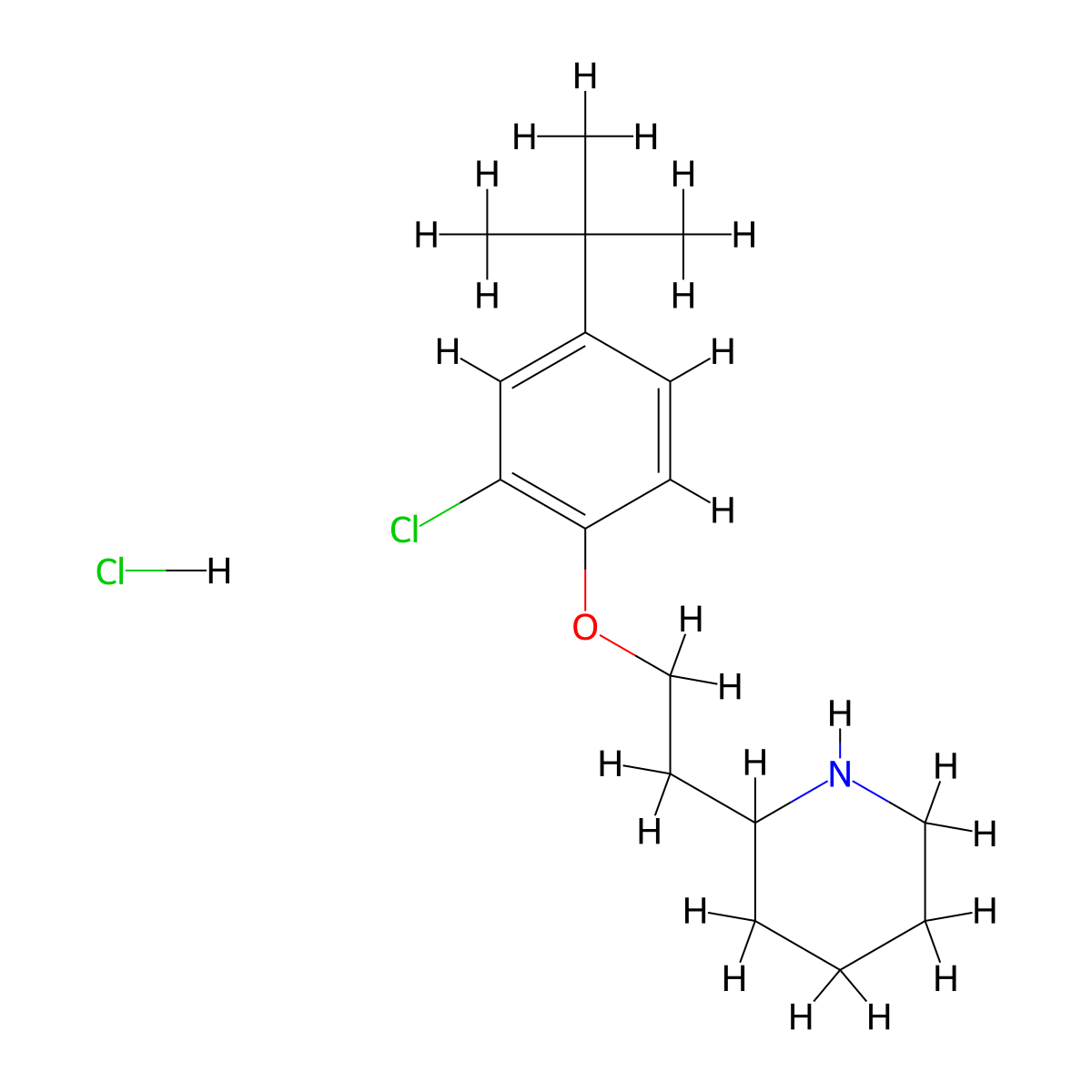 2-{2-[4-(Tert-butyl)-2-chlorophenoxy]-ethyl}piperidine hydrochloride molecular structure, CAS 1220029-59-3