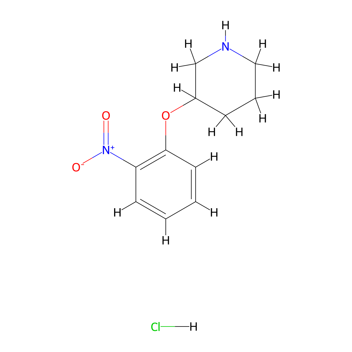 2-Nitrophenyl 3-piperidinyl ether hydrochloride molecular structure, CAS 1220029-62-8