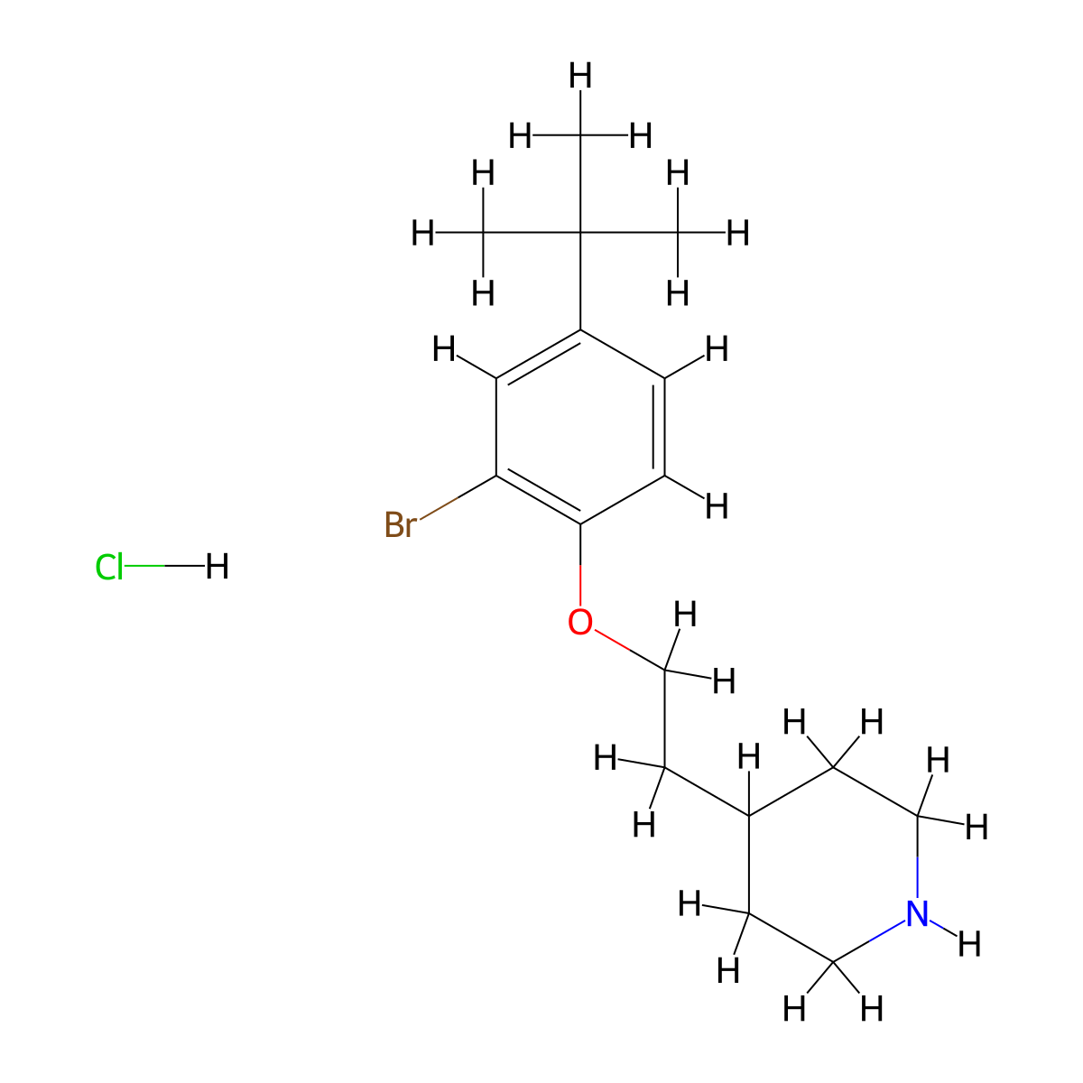 4-{2-[2-Bromo-4-(tert-butyl)phenoxy]-ethyl}piperidine hydrochloride molecular structure, CAS 1220029-64-0