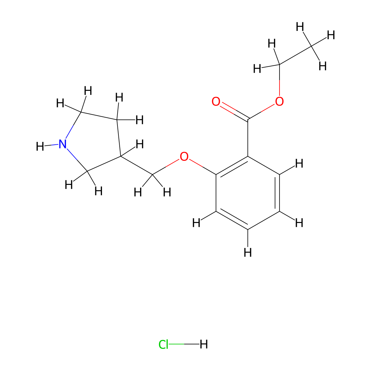 Ethyl 2-(3-pyrrolidinylmethoxy)benzoate hydrochloride molecular structure, CAS 1220029-69-5