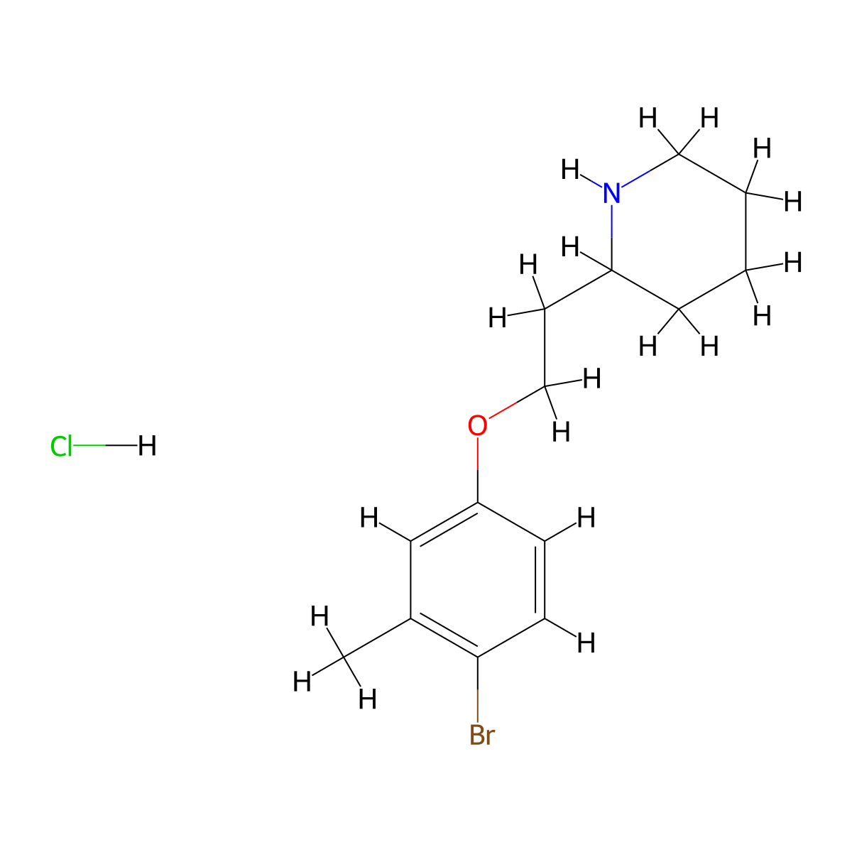 2-[2-(4-Bromo-3-methylphenoxy)ethyl]piperidine hydrochloride molecular structure, CAS 1220029-72-0