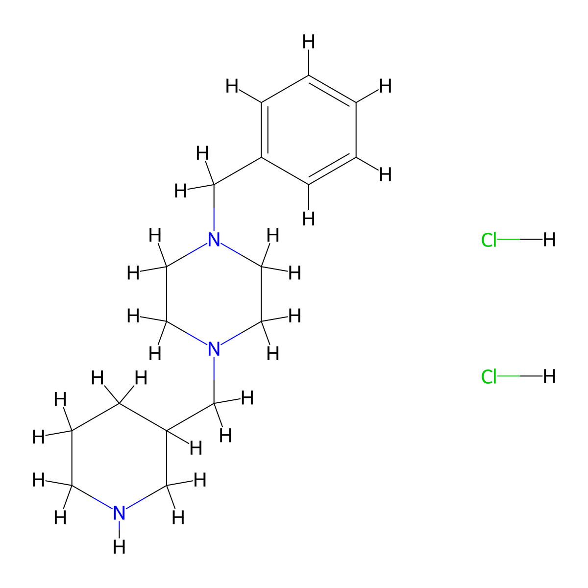1-Benzyl-4-(3-piperidinylmethyl)piperazine dihydrochloride molecular structure, CAS 1220029-85-5