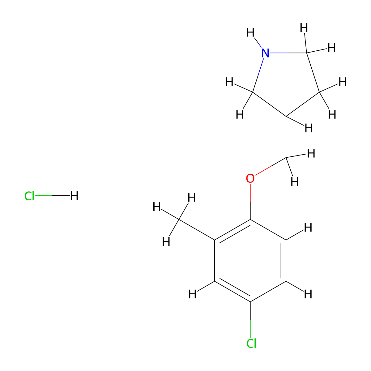 4-Chloro-2-methylphenyl 3-pyrrolidinylmethyl-ether hydrochloride molecular structure, CAS 1220029-87-7