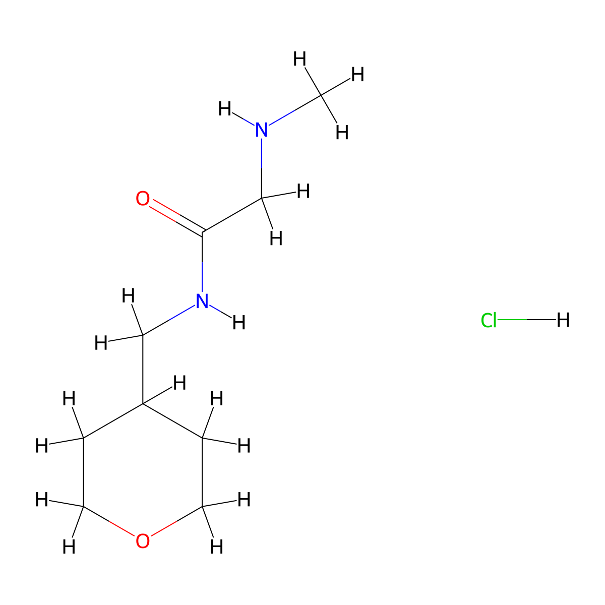 2-(Methylamino)-N-((tetrahydro-2H-pyran-4-yl)methyl)acetamide hydrochloride molecular structure, CAS 1220029-88-8