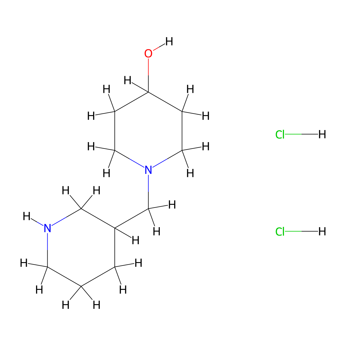 1-(3-Piperidinylmethyl)-4-piperidinol dihydrochloride molecular structure, CAS 1220029-90-2