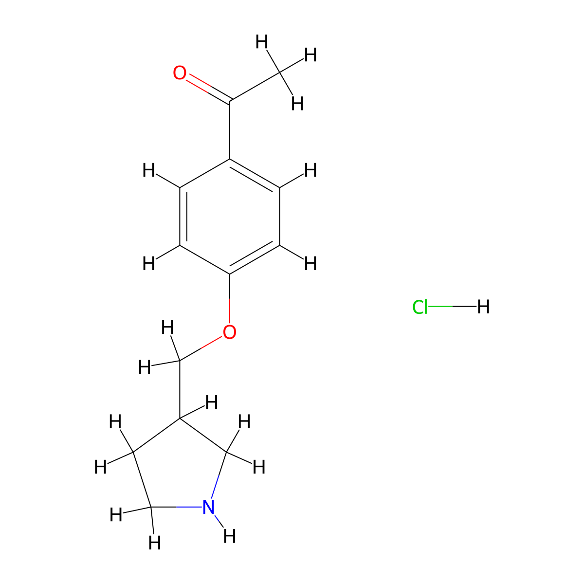 1-[4-(3-Pyrrolidinylmethoxy)phenyl]-1-ethanone hydrochloride molecular structure, CAS 1220029-91-3