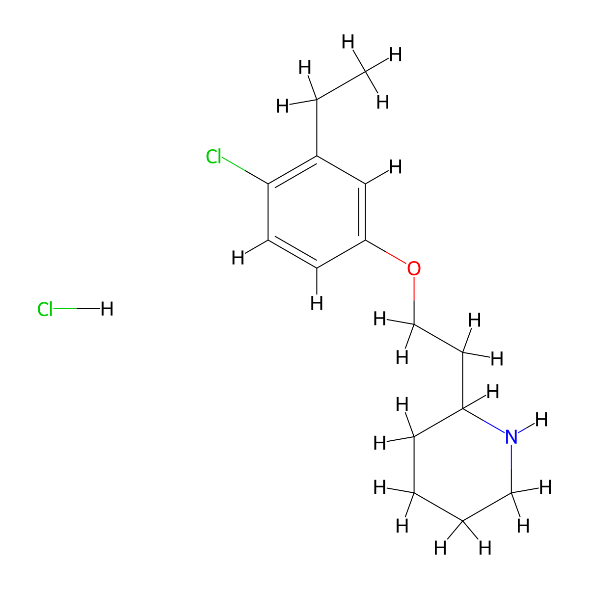 2-[2-(4-Chloro-3-ethylphenoxy)ethyl]piperidine hydrochloride molecular structure, CAS 1220029-98-0