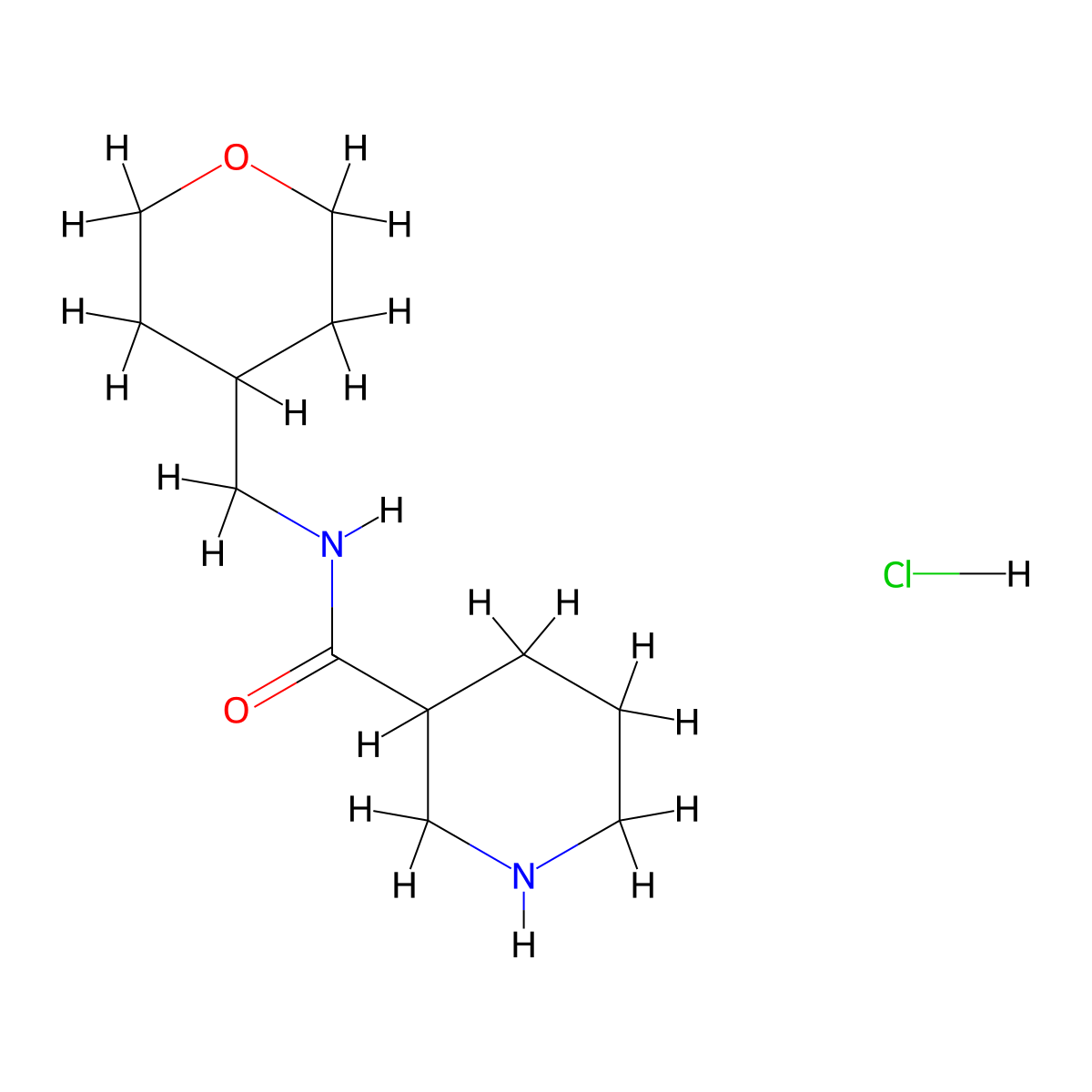N-(Tetrahydro-2H-pyran-4-ylmethyl)-3-piperidinecarboxamide hydrochloride molecular structure, CAS 1220029-99-1