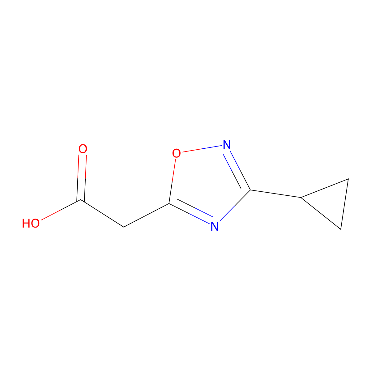 2-(3-Cyclopropyl-1,2,4-oxadiazol-5-YL)acetic acid molecular structure, CAS 1220030-04-5