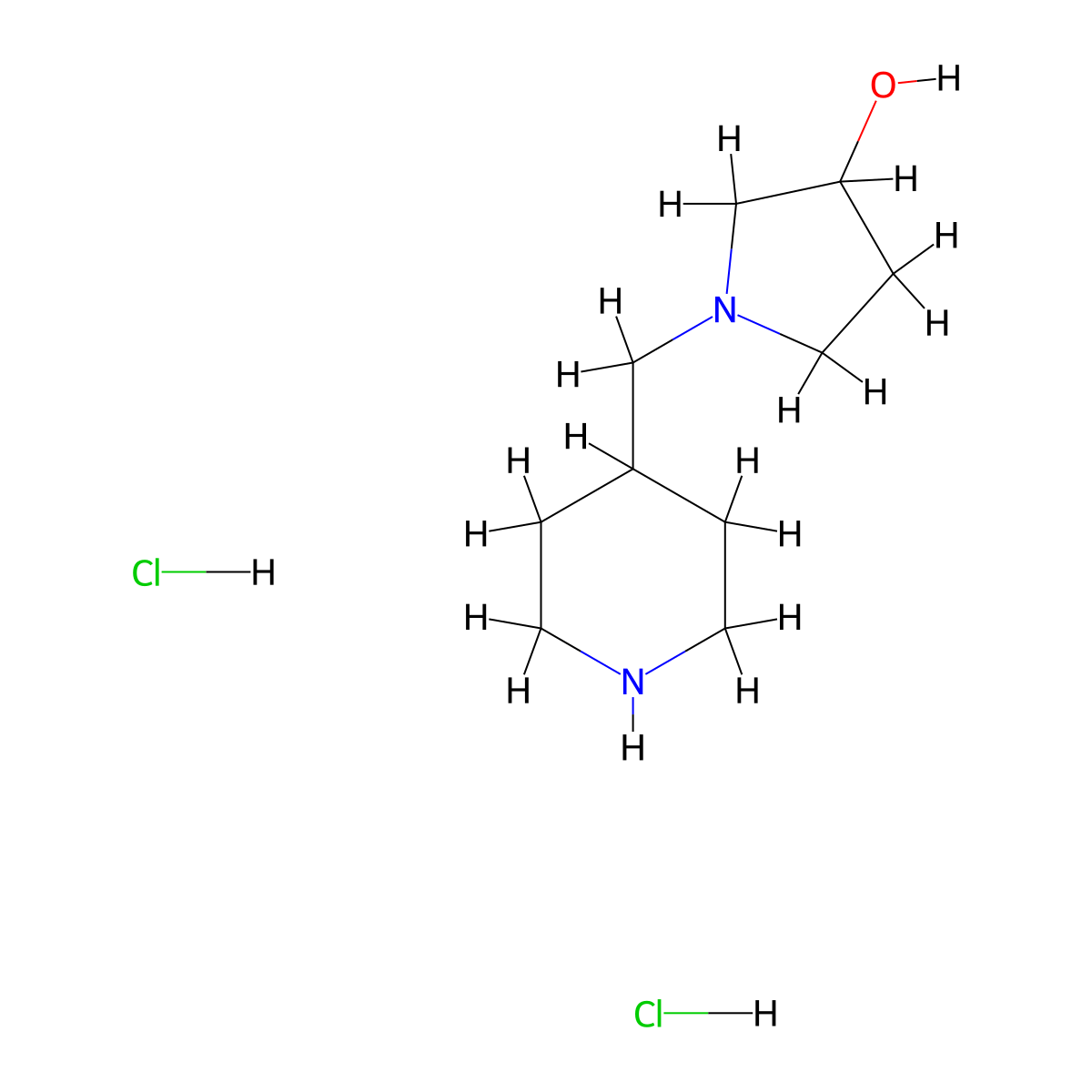 1-(4-Piperidinylmethyl)-3-pyrrolidinol dihydrochloride molecular structure, CAS 1220030-06-7
