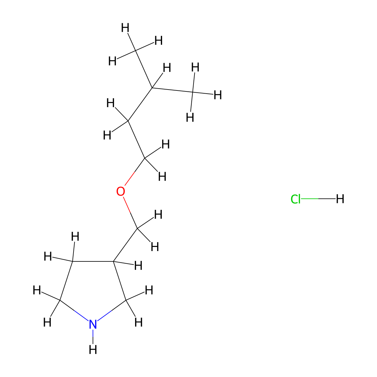 3-[(Isopentyloxy)methyl]pyrrolidine hydrochloride molecular structure, CAS 1220030-12-5