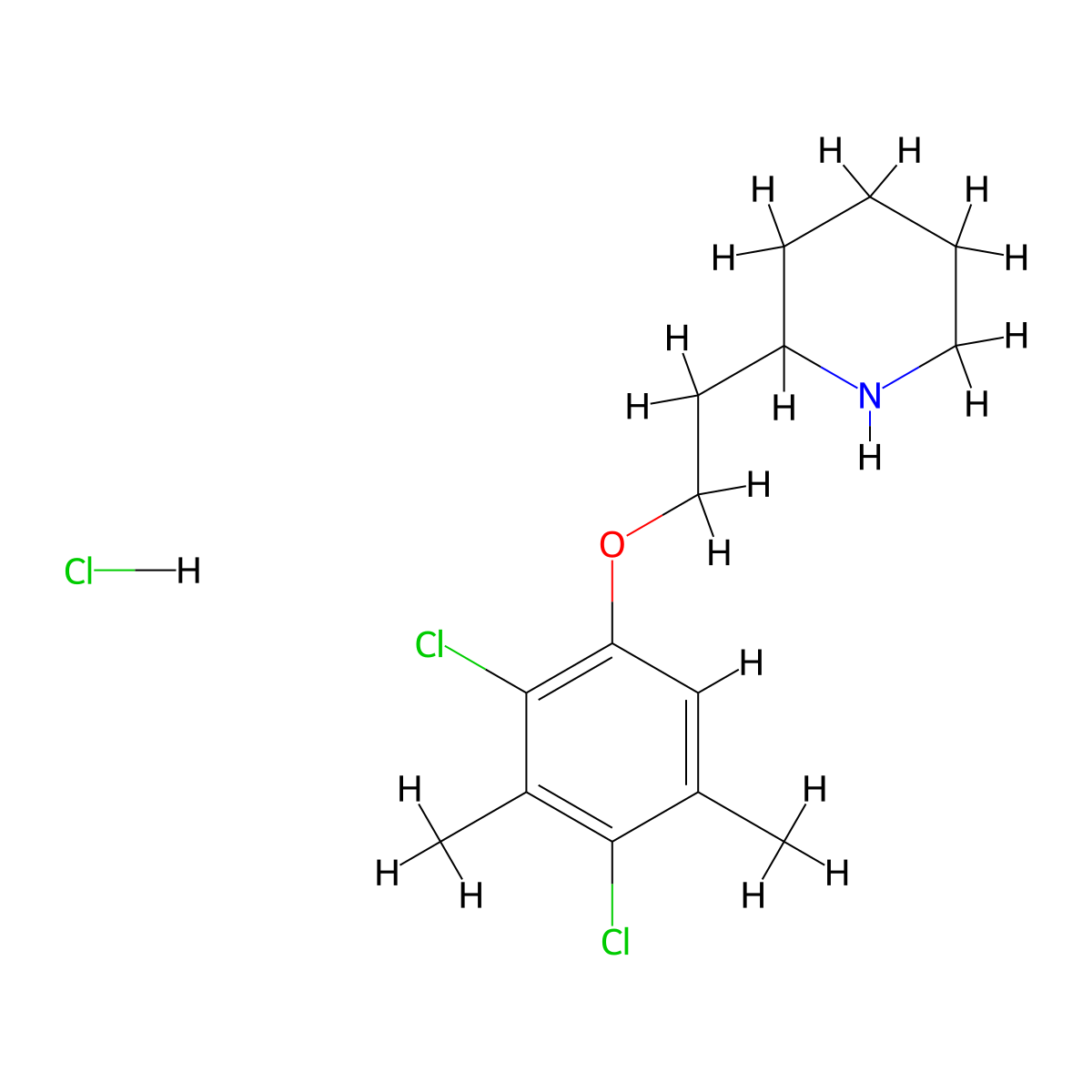 2-[2-(2,4-Dichloro-3,5-dimethylphenoxy)ethyl]-piperidine hydrochloride molecular structure, CAS 1220030-16-9