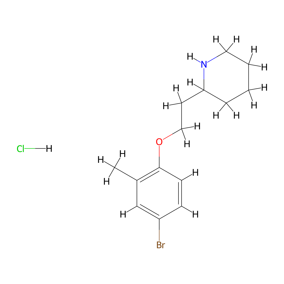 2-[2-(4-Bromo-2-methylphenoxy)ethyl]piperidine hydrochloride molecular structure, CAS 1220030-20-5