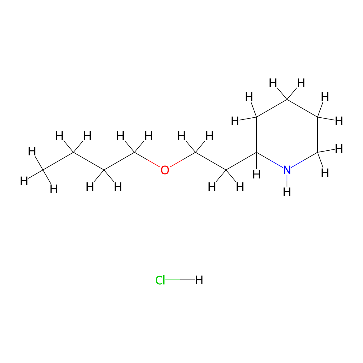 2-(2-Butoxyethyl)piperidine hydrochloride molecular structure, CAS 1220030-28-3