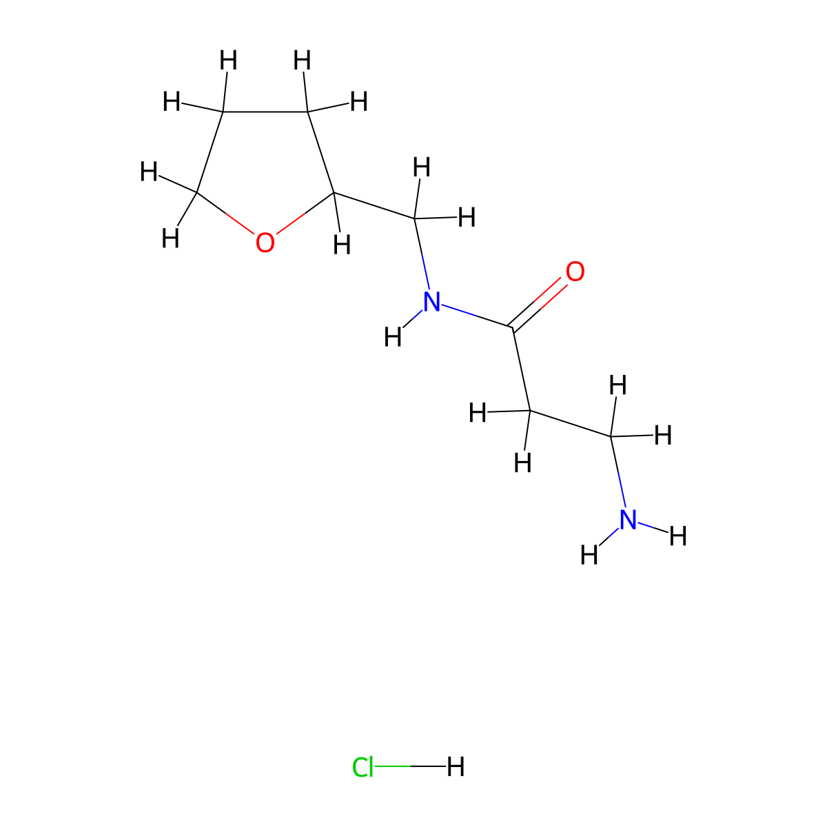 3-Amino-N-(tetrahydro-2-furanylmethyl)propanamide hydrochloride molecular structure, CAS 1220030-32-9