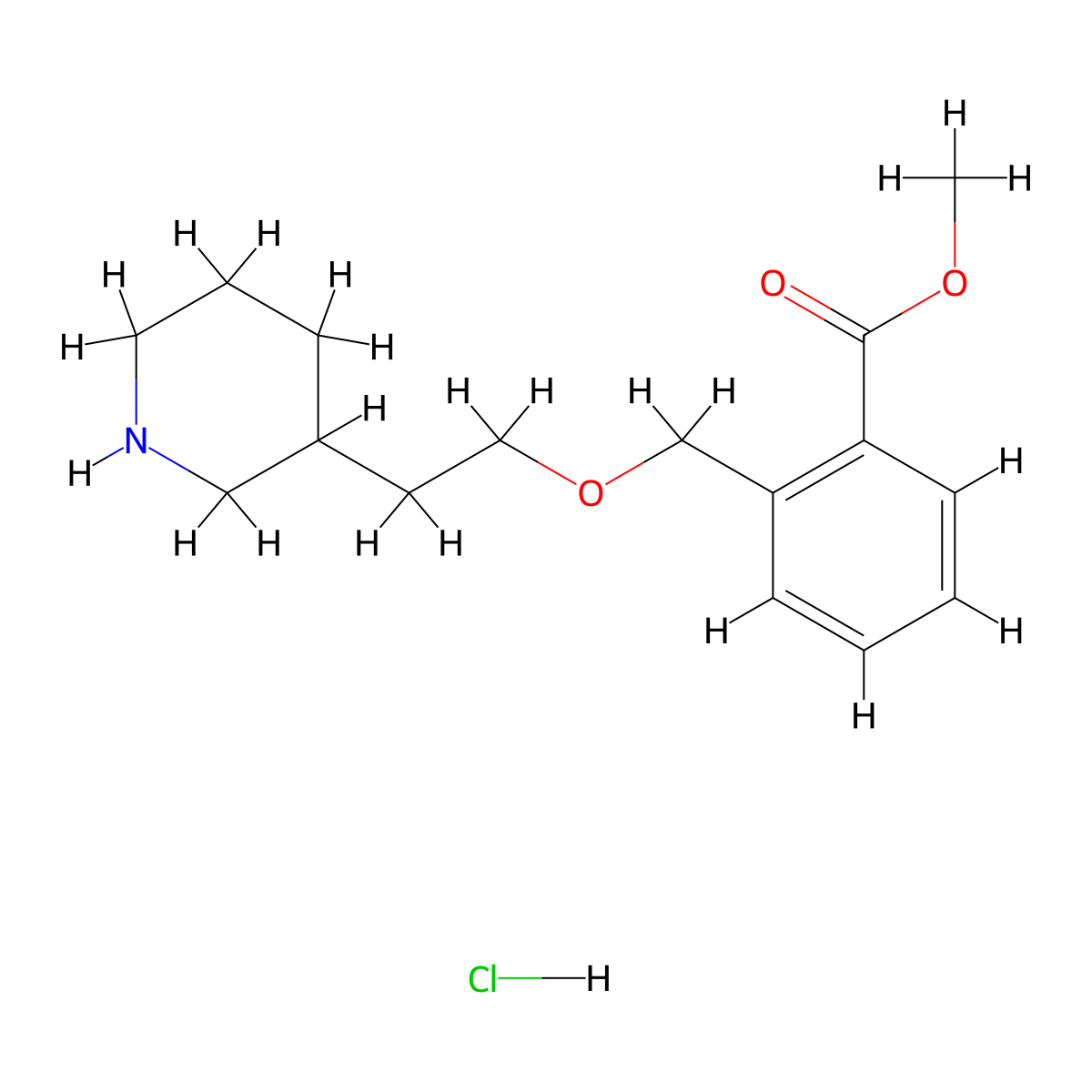 Methyl 2-{[2-(3-piperidinyl)ethoxy]-methyl}benzoate hydrochloride molecular structure, CAS 1220030-33-0