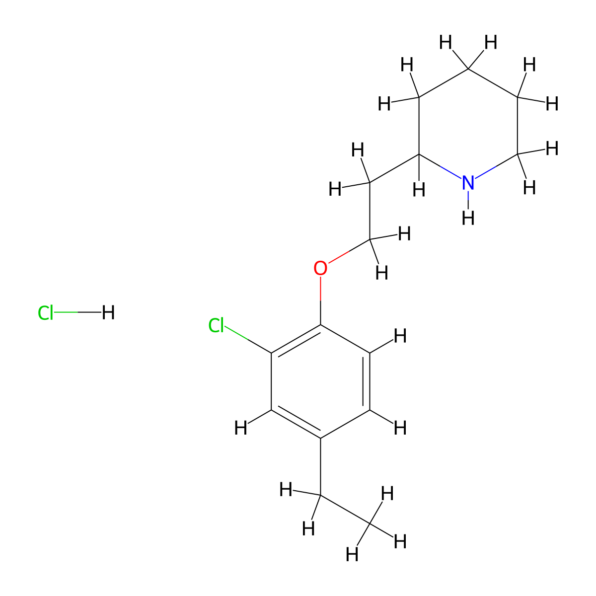 2-[2-(2-Chloro-4-ethylphenoxy)ethyl]piperidine hydrochloride molecular structure, CAS 1220030-49-8