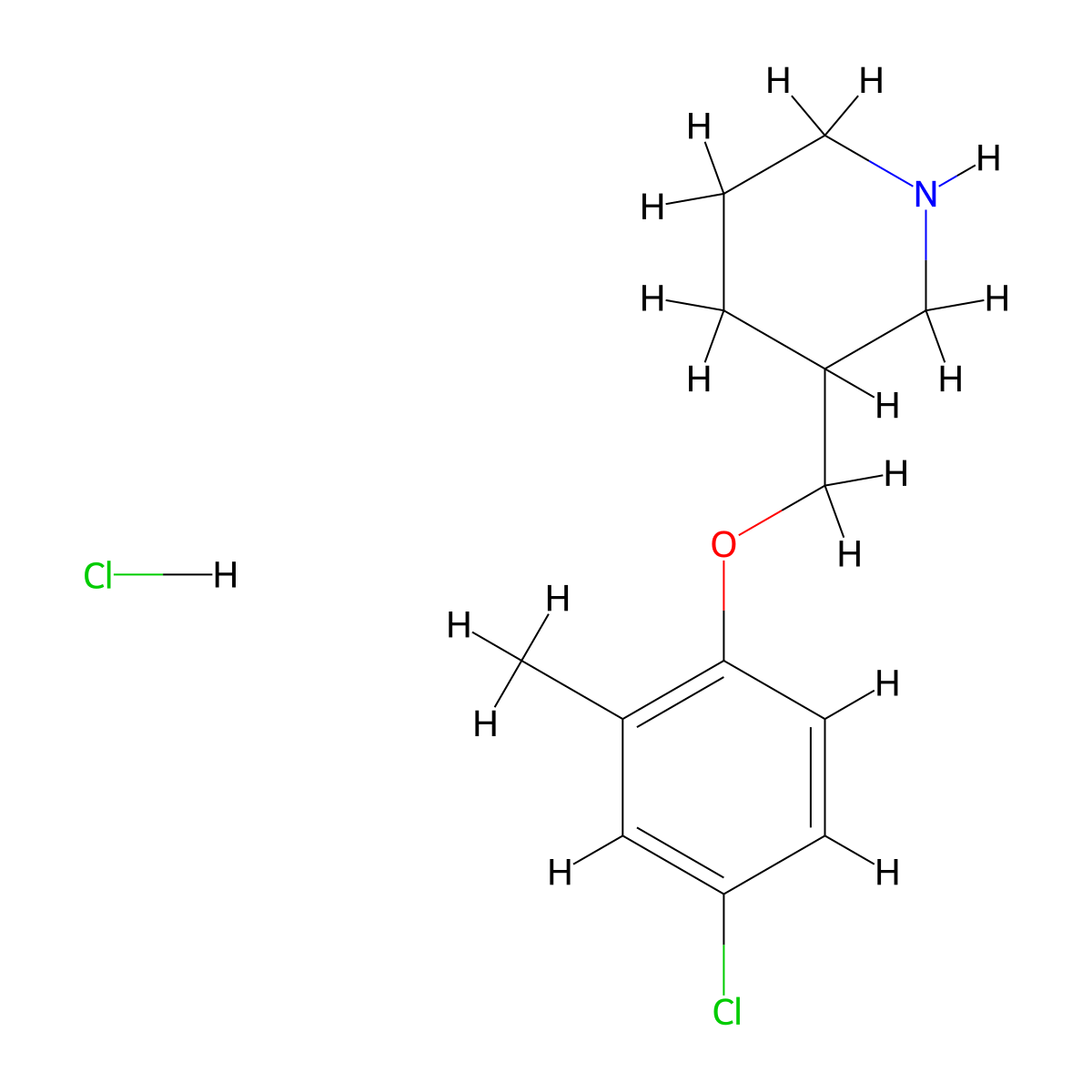 4-Chloro-2-methylphenyl 3-piperidinylmethyl ether hydrochloride molecular structure, CAS 1220030-51-2