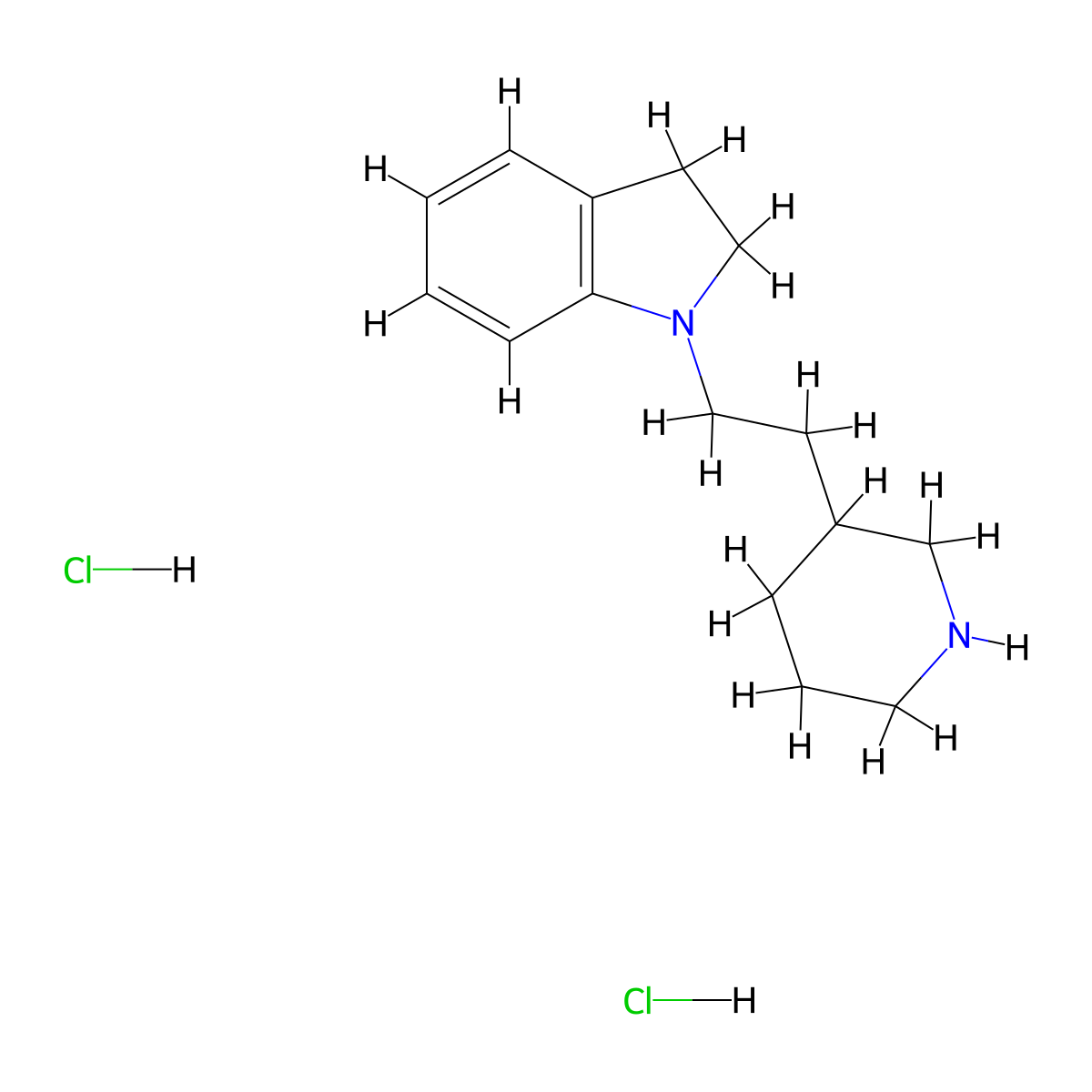 1-[2-(3-Piperidinyl)ethyl]indoline dihydrochloride molecular structure, CAS 1220030-53-4