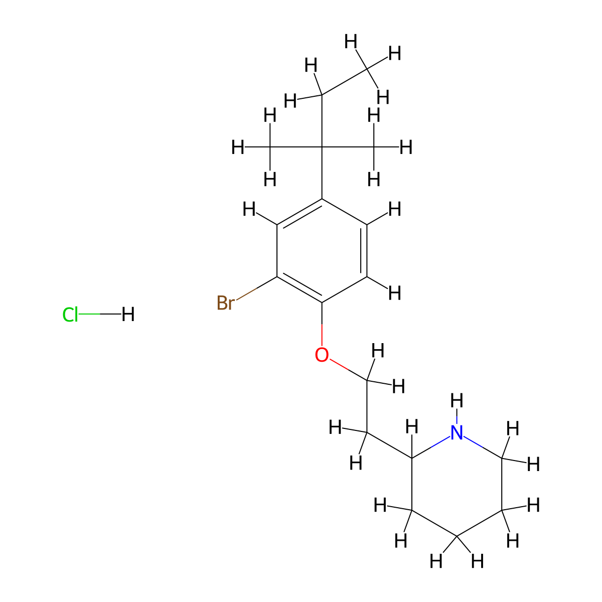 2-{2-[2-Bromo-4-(tert-pentyl)phenoxy]-ethyl}piperidine hydrochloride molecular structure, CAS 1220030-60-3