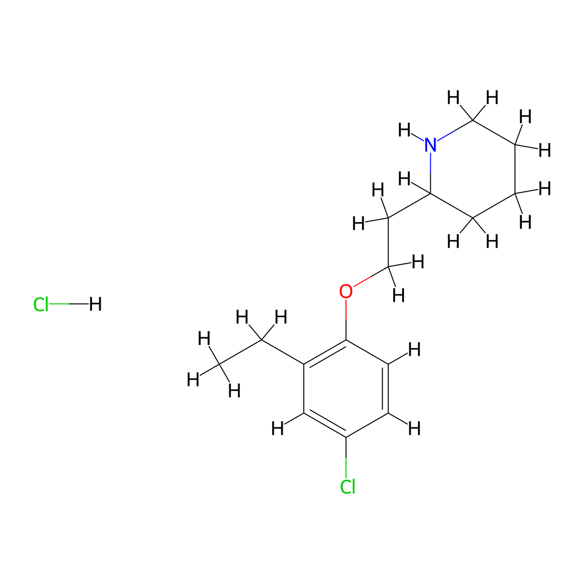 2-[2-(4-Chloro-2-ethylphenoxy)ethyl]piperidine hydrochloride molecular structure, CAS 1220030-74-9