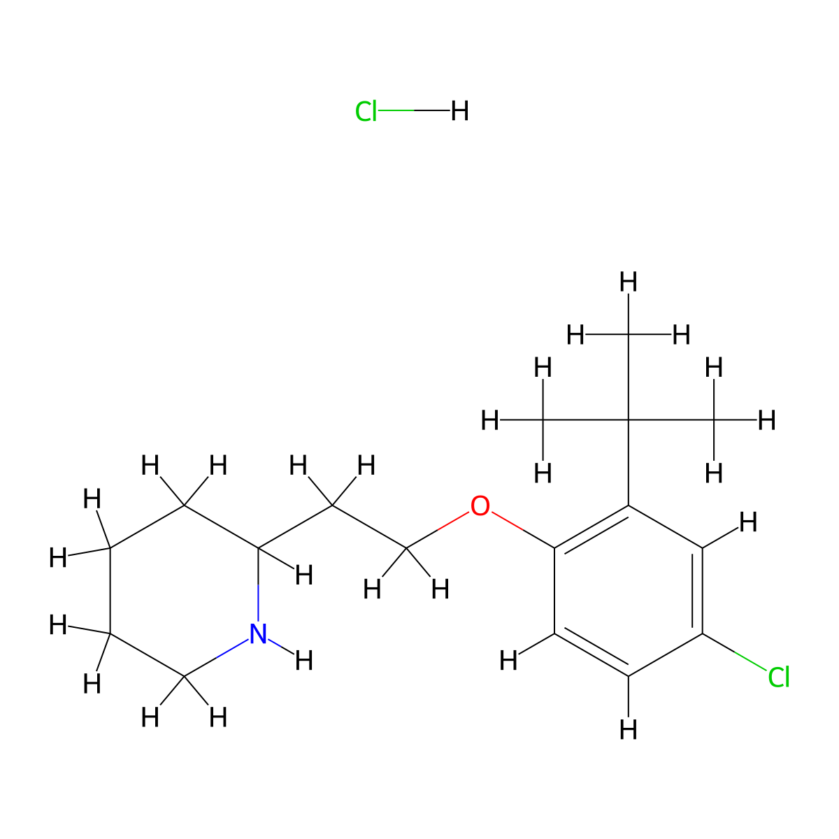 2-{2-[2-(Tert-butyl)-4-chlorophenoxy]-ethyl}piperidine hydrochloride molecular structure, CAS 1220030-78-3