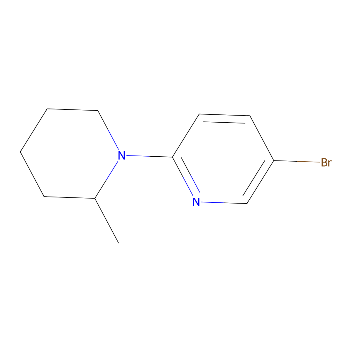 1-(5-Bromo-2-pyridinyl)-2-methylpiperidine molecular structure, CAS 1220030-81-8