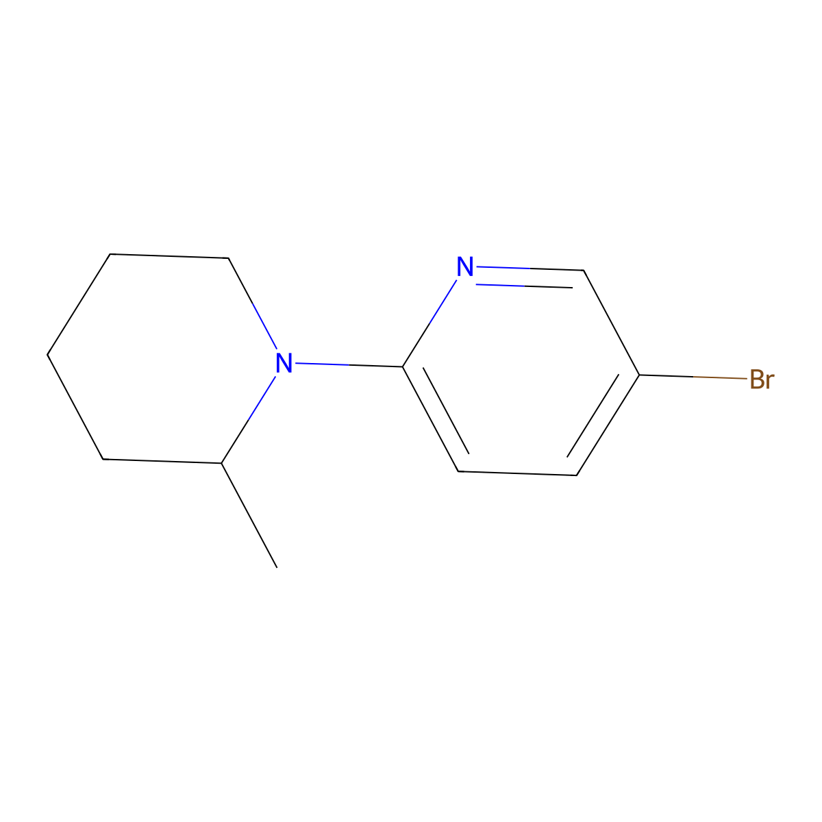 1-(5-Bromo-2-pyridinyl)-2-methylpiperidine molecular structure, CAS 1220030-81-8