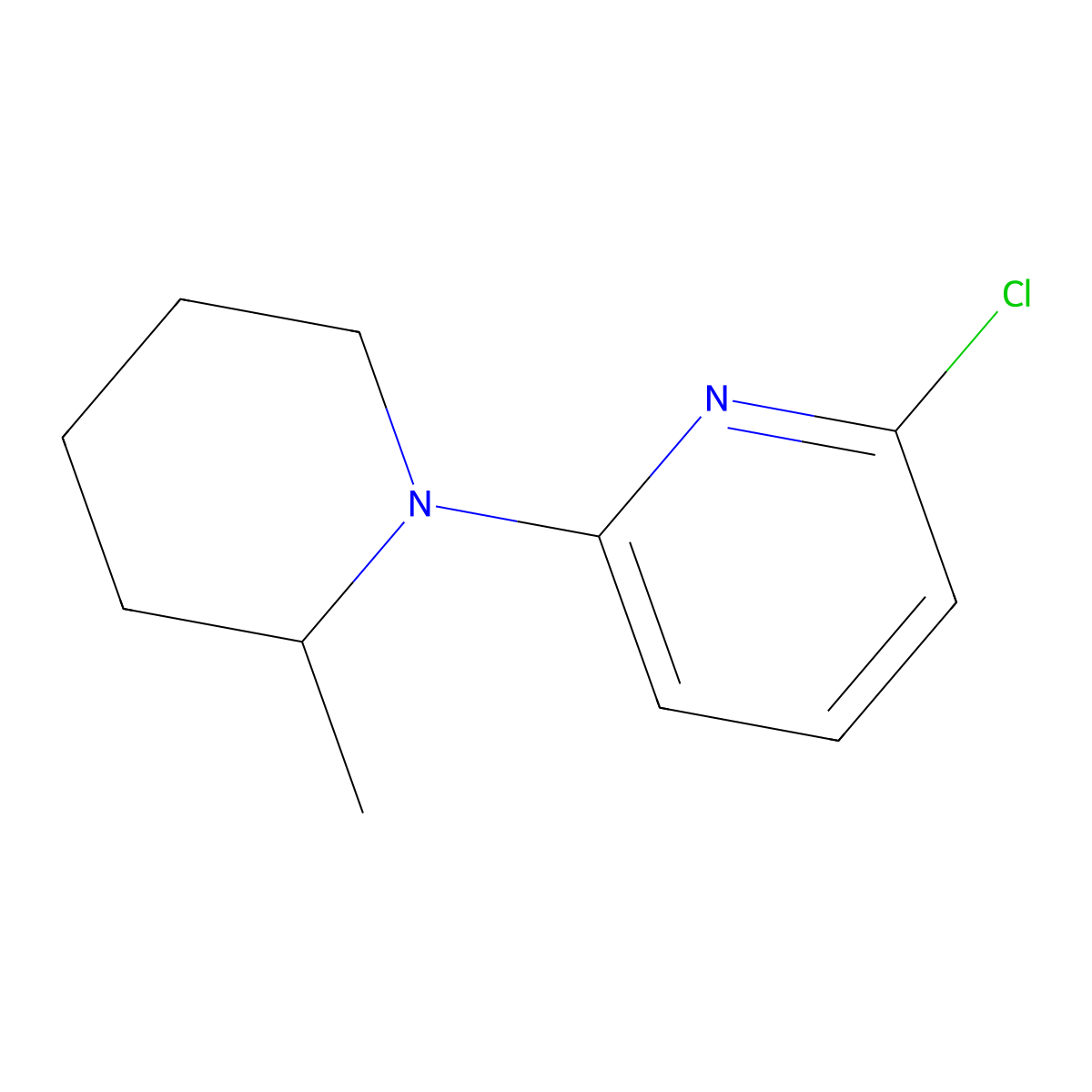 2-Chloro-6-(2-methylpiperidin-1-yl)pyridine molecular structure, CAS 1220030-98-7