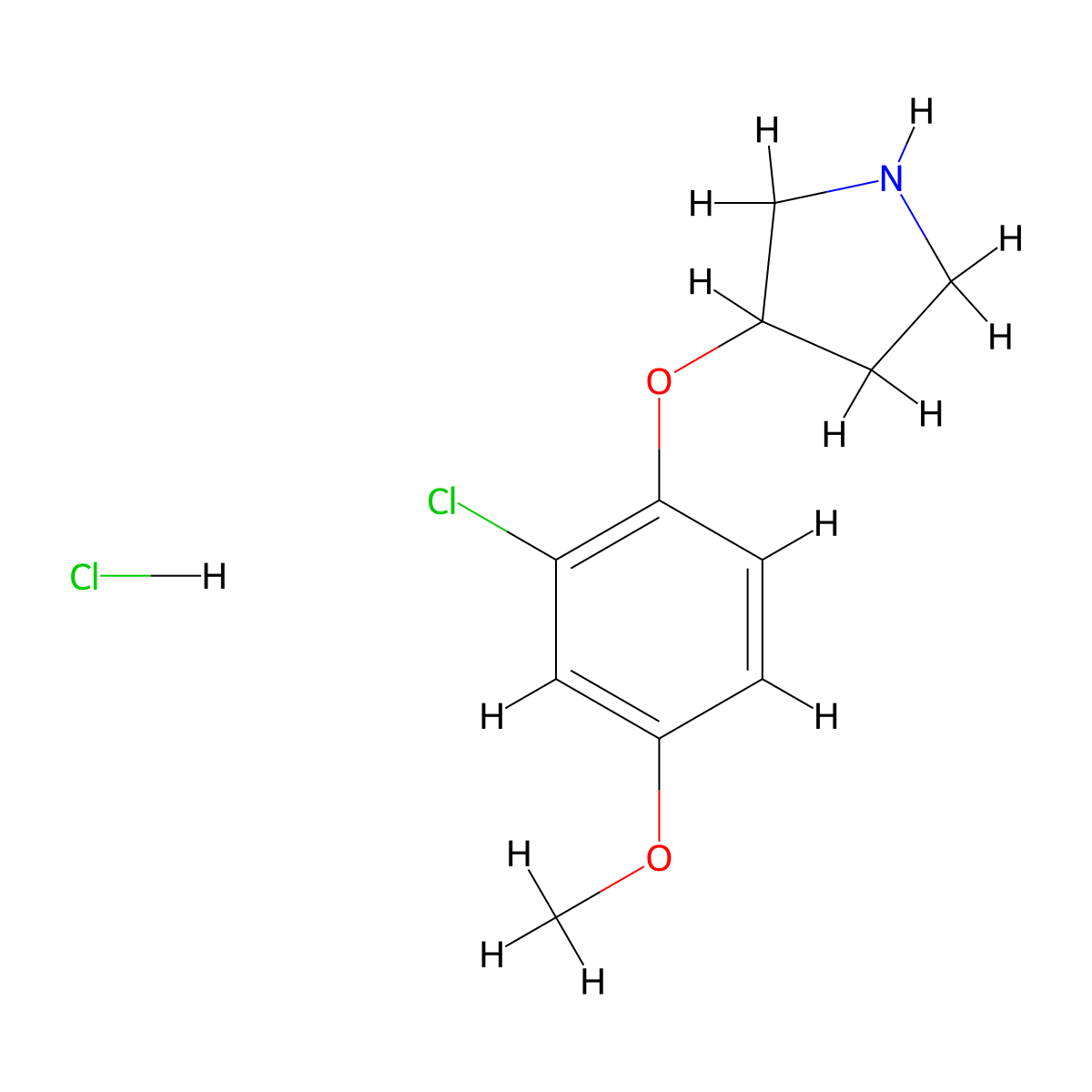 2-Chloro-4-methoxyphenyl 3-pyrrolidinyl ether hydrochloride molecular structure, CAS 1220031-02-6