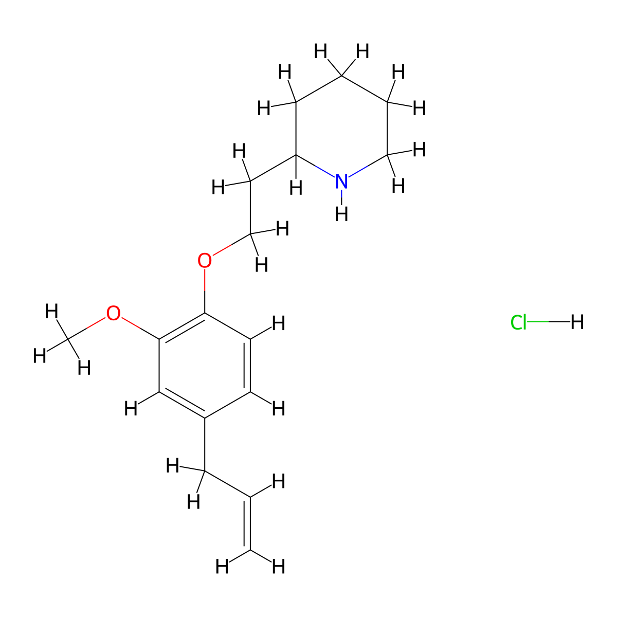 2-[2-(4-Allyl-2-methoxyphenoxy)ethyl]piperidine hydrochloride molecular structure, CAS 1220031-11-7